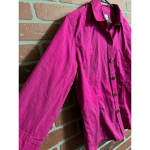 Chico’s | Fuchsia Long Sleeve Button Down Shirt - Picture 2 of 7